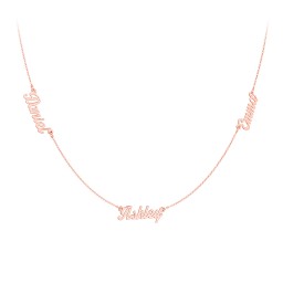 Dainty Personalized Three Name Necklace in 10K Solid Rose Gold