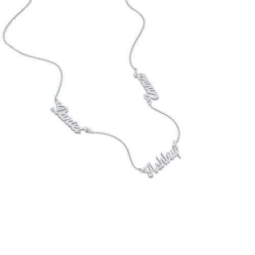Dainty Personalized Three Name Necklace – Sterling Silver