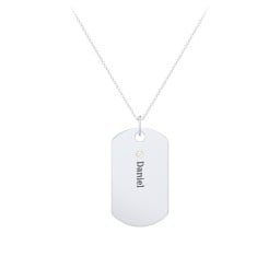 Engravable Dog Tag Necklace with 1 Birthstone