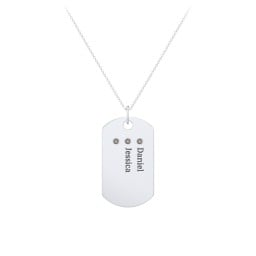 Engravable Dog Tag Necklace with 3 Birthstone