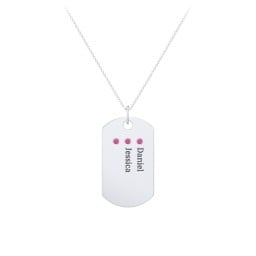 Engravable Dog Tag Necklace with 3 Birthstone