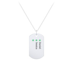 Engravable Dog Tag Necklace with 3 Birthstone