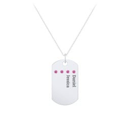 Engravable Dog Tag Necklace with 4 Birthstone