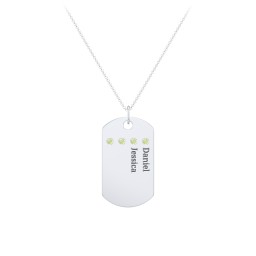Engravable Dog Tag Necklace with 4 Birthstone