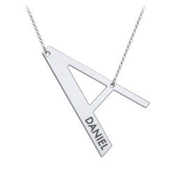 Engravable Asymmetrical Initial Necklace - A