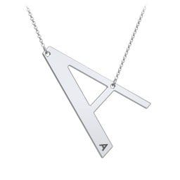 Engravable Asymmetrical Initial Necklace - A