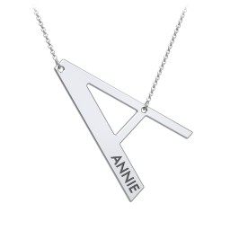 Engravable Asymmetrical Initial Necklace - A