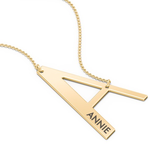 Engravable Asymmetrical Initial Necklace - A – 18K Gold Plated Silver