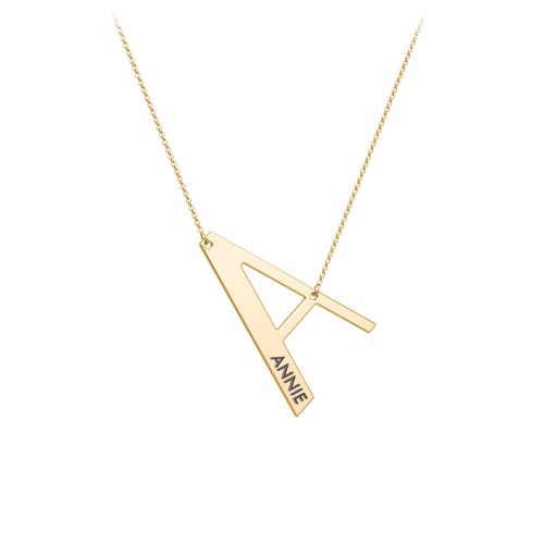 Engravable Asymmetrical Initial Necklace - A – 18K Gold Plated Silver