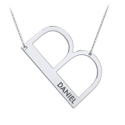 Engravable Asymmetrical Initial Necklace - B