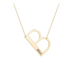 Engravable Asymmetrical Initial Necklace - B in 18K Gold Plated Silver