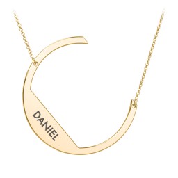 Engravable Asymmetrical Initial Necklace - C in 18K Gold Plated Silver