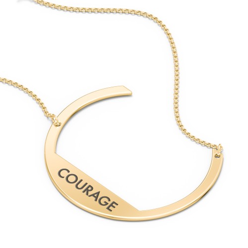 Engravable Asymmetrical Initial Necklace - C – 18K Gold Plated Silver
