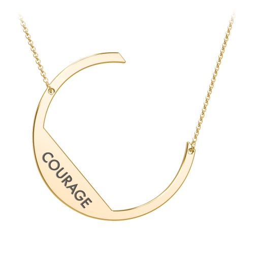 Engravable Asymmetrical Initial Necklace - C – 18K Gold Plated Silver