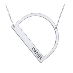 Engravable Asymmetrical Initial Necklace - D