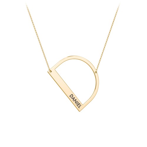 Engravable Asymmetrical Initial Necklace - D – 18K Gold Plated Silver