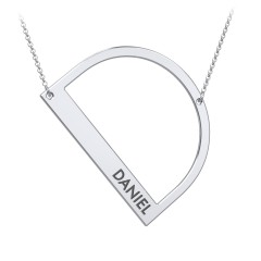 Engravable Asymmetrical Initial Necklace - D – Sterling Silver