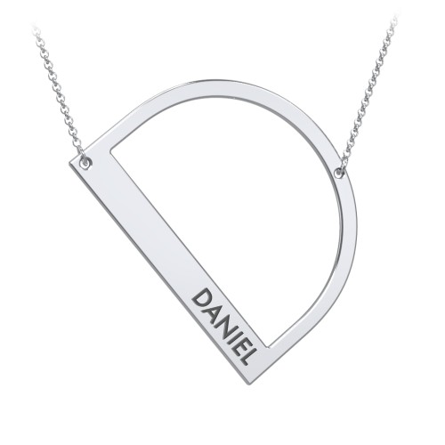Engravable Asymmetrical Initial Necklace - D – Sterling Silver