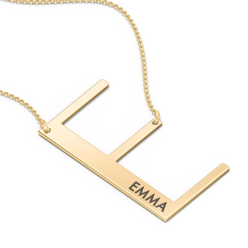 Engravable Asymmetrical Initial Necklace - E – 18K Gold Plated Silver