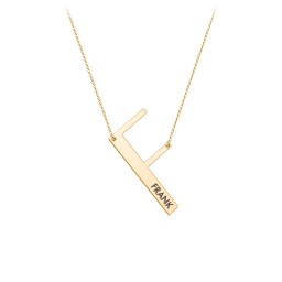 Engravable Asymmetrical Initial Necklace - F in 18K Gold Plated Silver