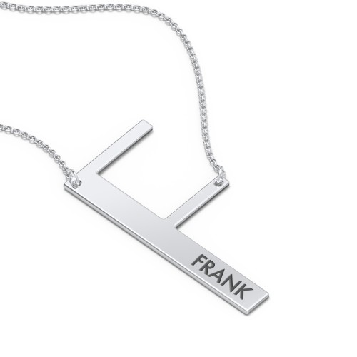 Engravable Asymmetrical Initial Necklace - F