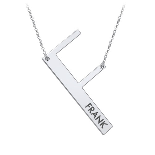 Engravable Asymmetrical Initial Necklace - F – Sterling Silver
