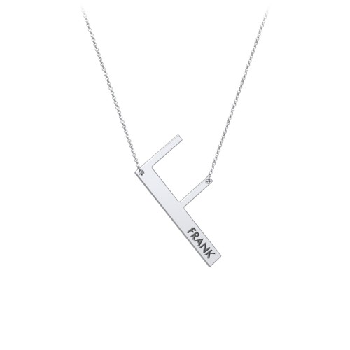 Engravable Asymmetrical Initial Necklace - F – Sterling Silver