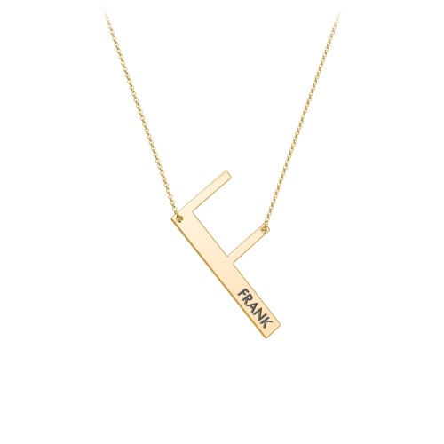 Engravable Asymmetrical Initial Necklace - F – 18K Gold Plated Silver