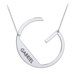 Engravable Asymmetrical Initial Necklace - G