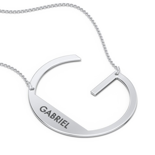 Engravable Asymmetrical Initial Necklace - G