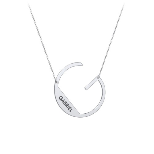 Engravable Asymmetrical Initial Necklace - G – Sterling Silver