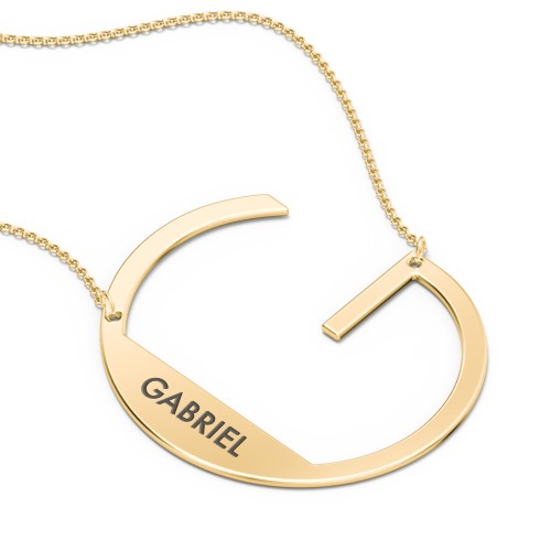 Engravable Asymmetrical Initial Necklace - G – 18K Gold Plated Silver
