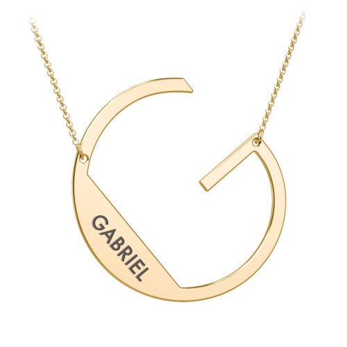 Engravable Asymmetrical Initial Necklace - G – 18K Gold Plated Silver
