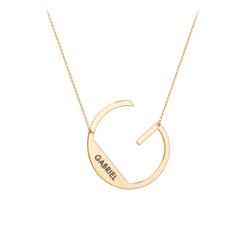 Engravable Asymmetrical Initial Necklace - G – 18K Gold Plated Silver