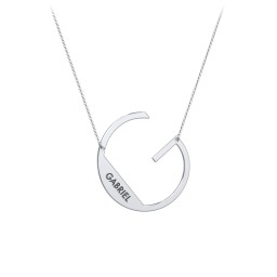Engravable Asymmetrical Initial Necklace - G in 925 Sterling Silver