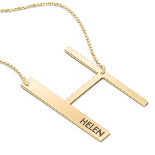 Engravable Asymmetrical Initial Necklace - H – 18K Gold Plated Silver