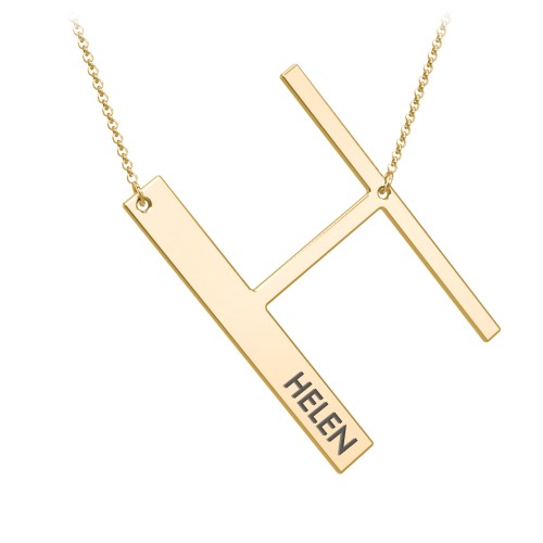 Engravable Asymmetrical Initial Necklace - H – 18K Gold Plated Silver