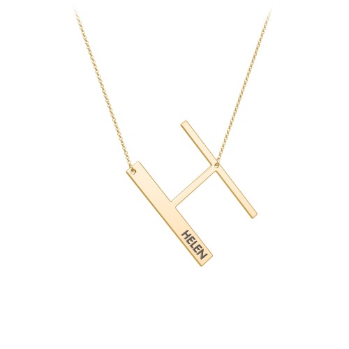 Engravable Asymmetrical Initial Necklace - H – 18K Gold Plated Silver