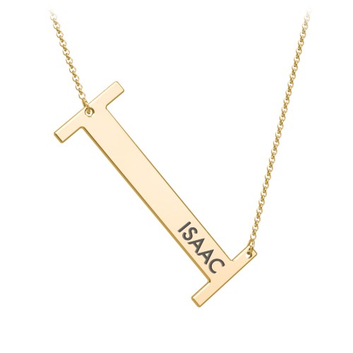 Engravable Asymmetrical Initial Necklace - I – 18K Gold Plated Silver