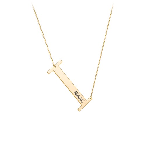 Engravable Asymmetrical Initial Necklace - I – 18K Gold Plated Silver