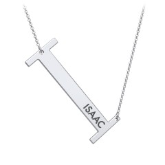 Engravable Asymmetrical Initial Necklace - I – Sterling Silver