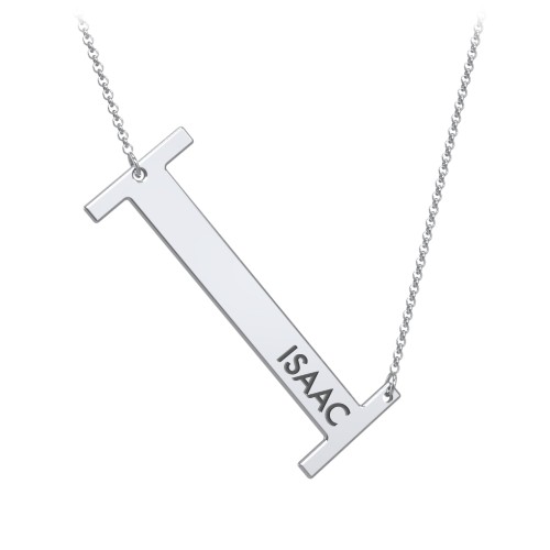 Engravable Asymmetrical Initial Necklace - I – Sterling Silver