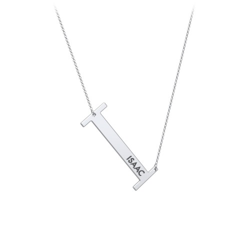 Engravable Asymmetrical Initial Necklace - I – Sterling Silver