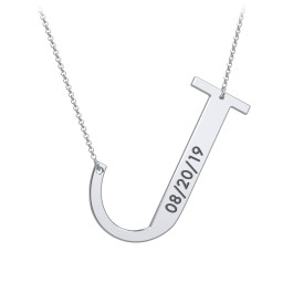 Engravable Asymmetrical Initial Necklace - J