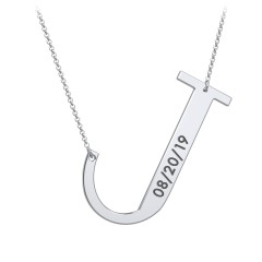 Engravable Asymmetrical Initial Necklace - J – Sterling Silver
