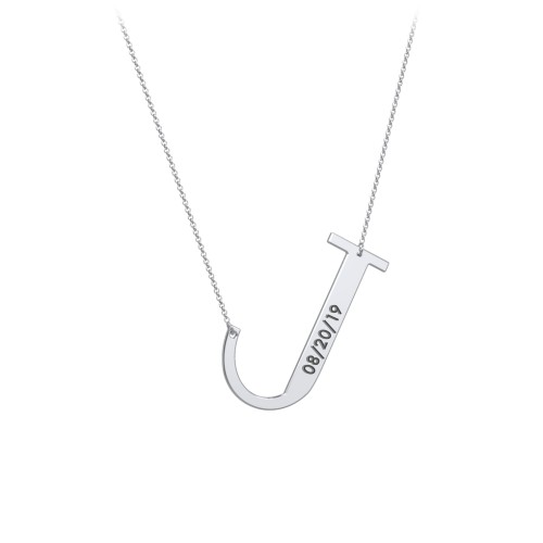 Engravable Asymmetrical Initial Necklace - J – Sterling Silver