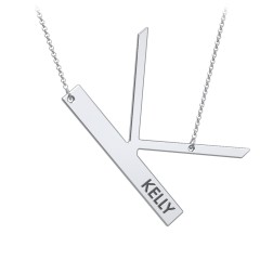 Engravable Asymmetrical Initial Necklace - K – Sterling Silver