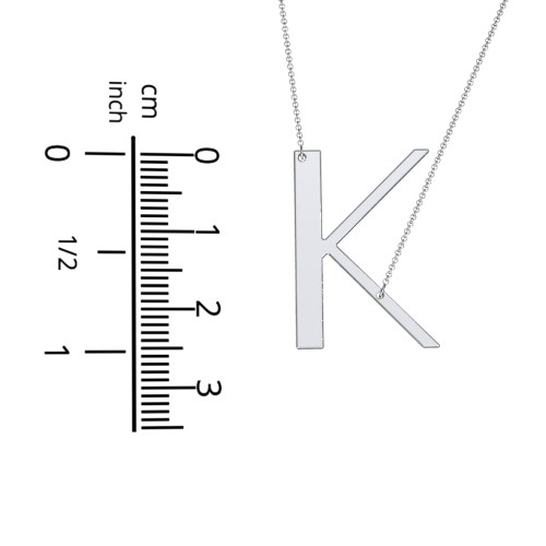 Engravable Asymmetrical Initial Necklace - K – Sterling Silver