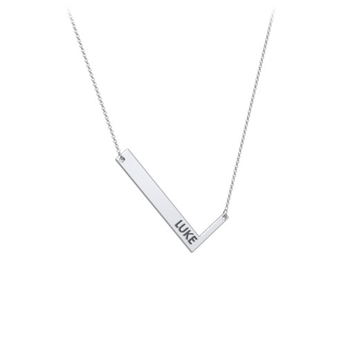 Engravable Asymmetrical Initial Necklace - L – Sterling Silver