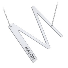 Engravable Asymmetrical Initial Necklace - M – Sterling Silver